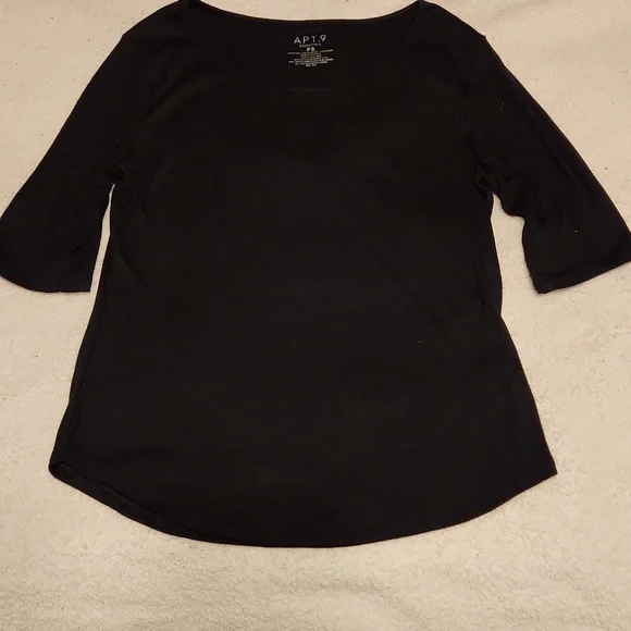 Apt. 9 Women's Classic Black Elbow Length Sleeve Tee - Picture 1 of 3